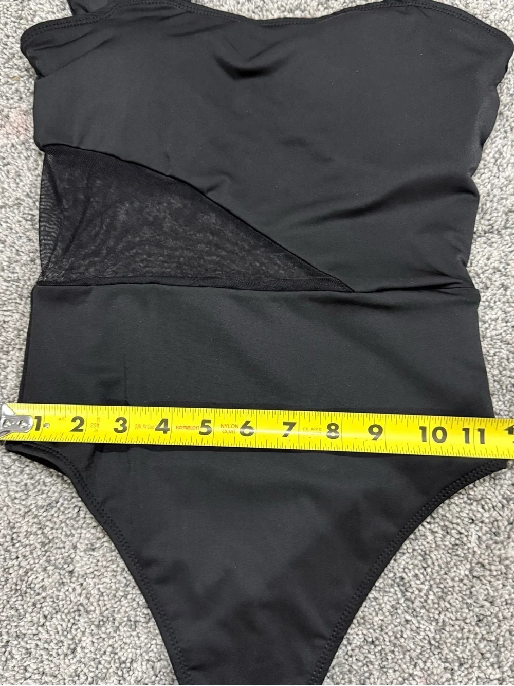 Alieva Black Skylar Prune Mesh Cheeky One Piece Swimsuit Asymmetrical Women’s S